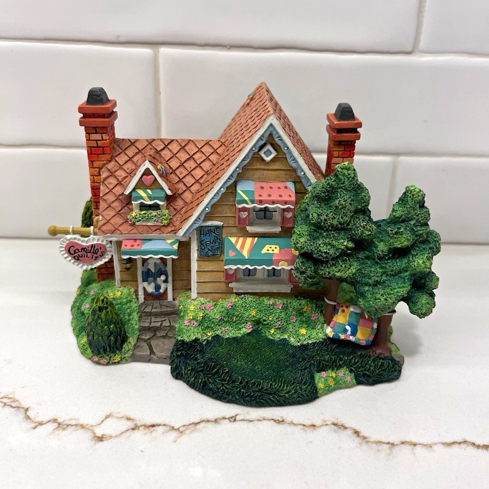 Enesco Cherished Teddies Village Camille's Quilt Shop House 1996 Boxed Vintage